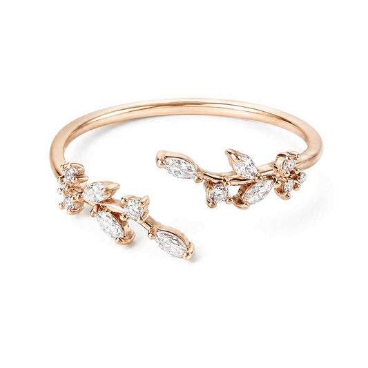 Dainty Leaf CZ Ring