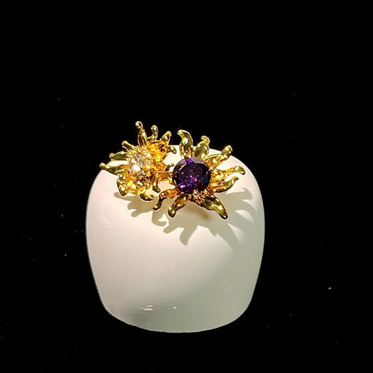 Amethyst Sunflower Plated Ring