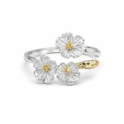 Cherry Blossom Silver Plated Ring