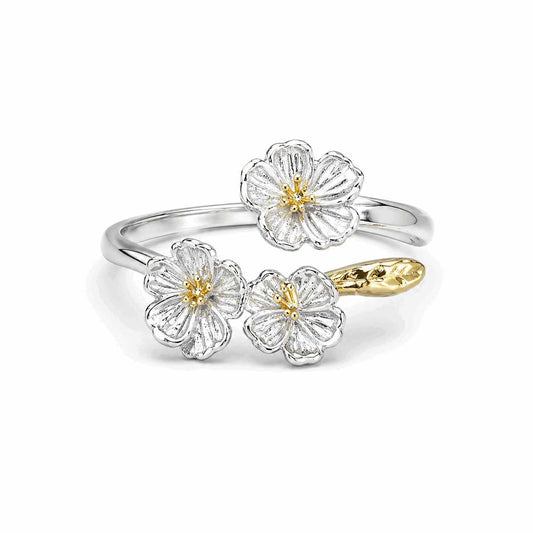 Cherry Blossom Silver Plated Ring
