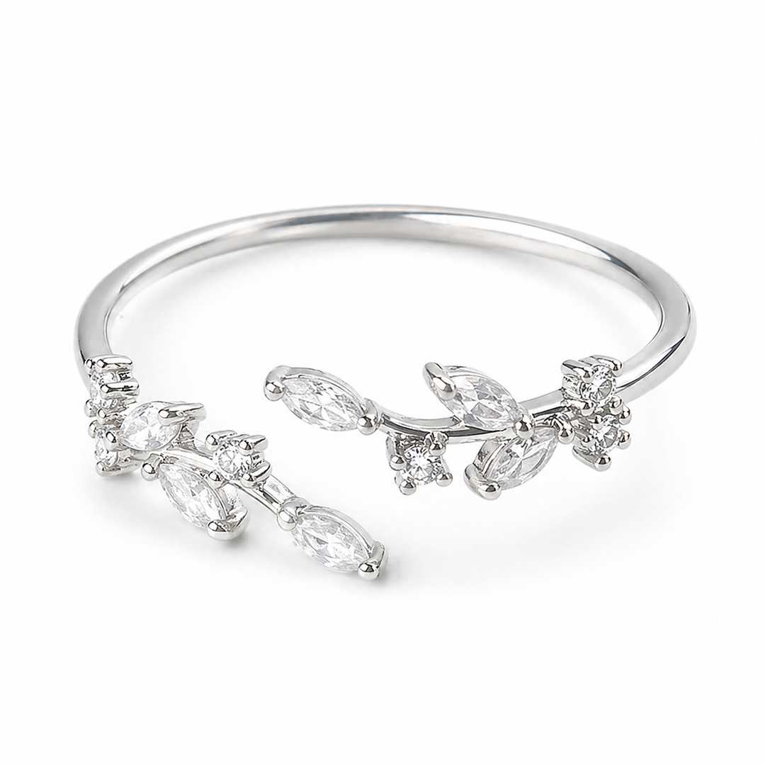 Dainty Leaf CZ Ring