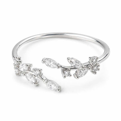 Dainty Leaf CZ Ring