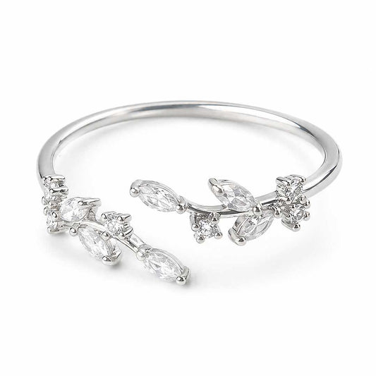 Dainty Leaf CZ Ring