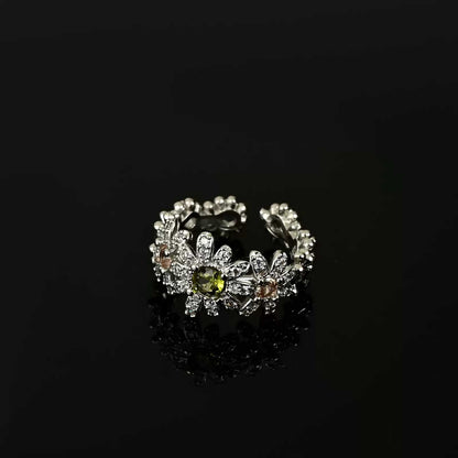Green Daisy Flower Ring